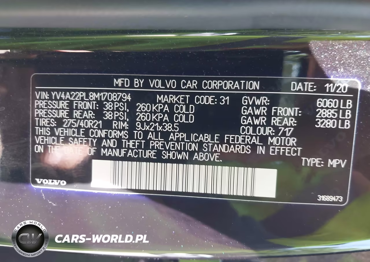 2021 Volvo Xc90 T6 Inscription 7 Passenger VIN:YV4A22PL8M1708794 - 9