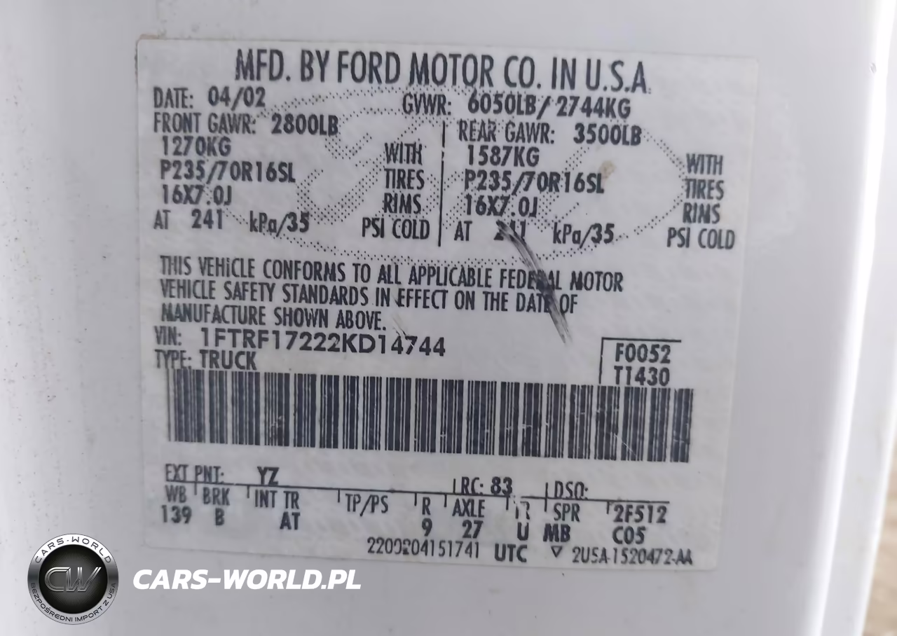 2002 Ford F-150 Xl-Xlt VIN:1FTRF17222KD14744 - 9