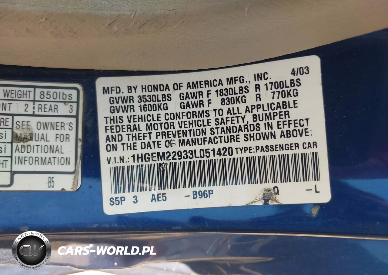 2003 Honda Civic Ex VIN:1HGEM22933L051420 - 9