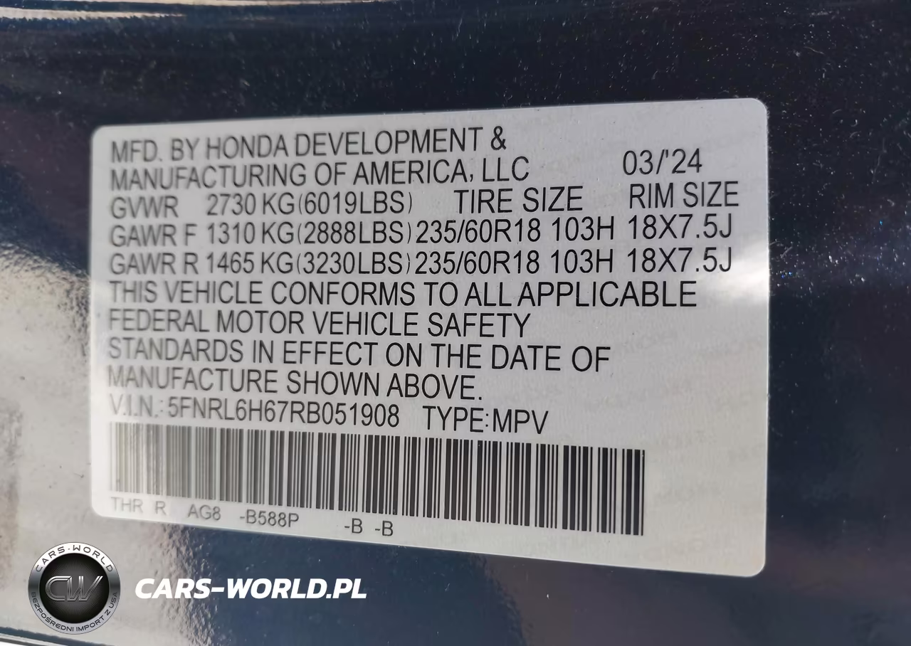 2024 Honda Odyssey Ex-L VIN:5FNRL6H67RB051908 - 9