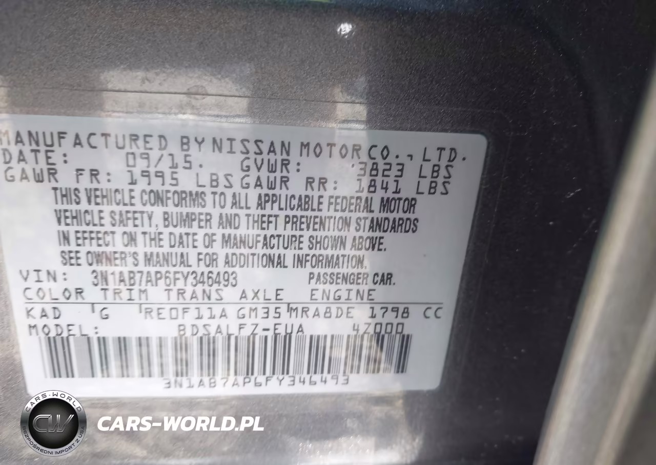 2015 Nissan Sentra Fe+ S VIN:3N1AB7AP6FY346493 - 9