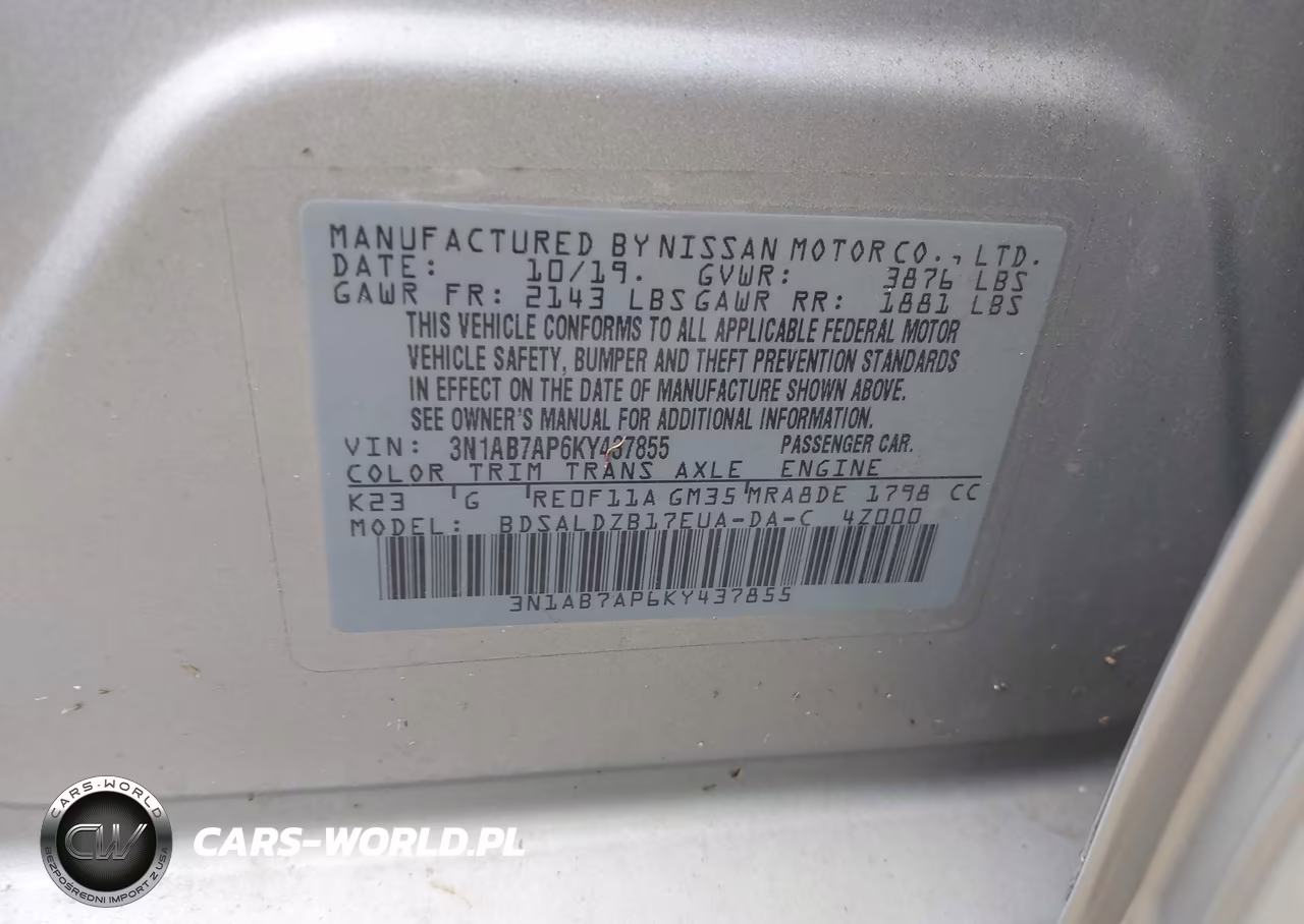 2019 Nissan Sentra Sv VIN:3N1AB7AP6KY437855 - 9