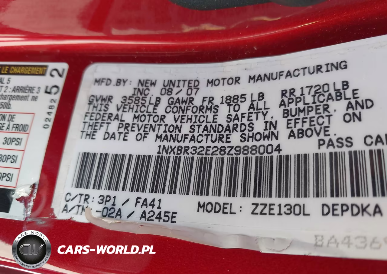 2008 Toyota Corolla Ce VIN:1NXBR32E28Z988004 - 9