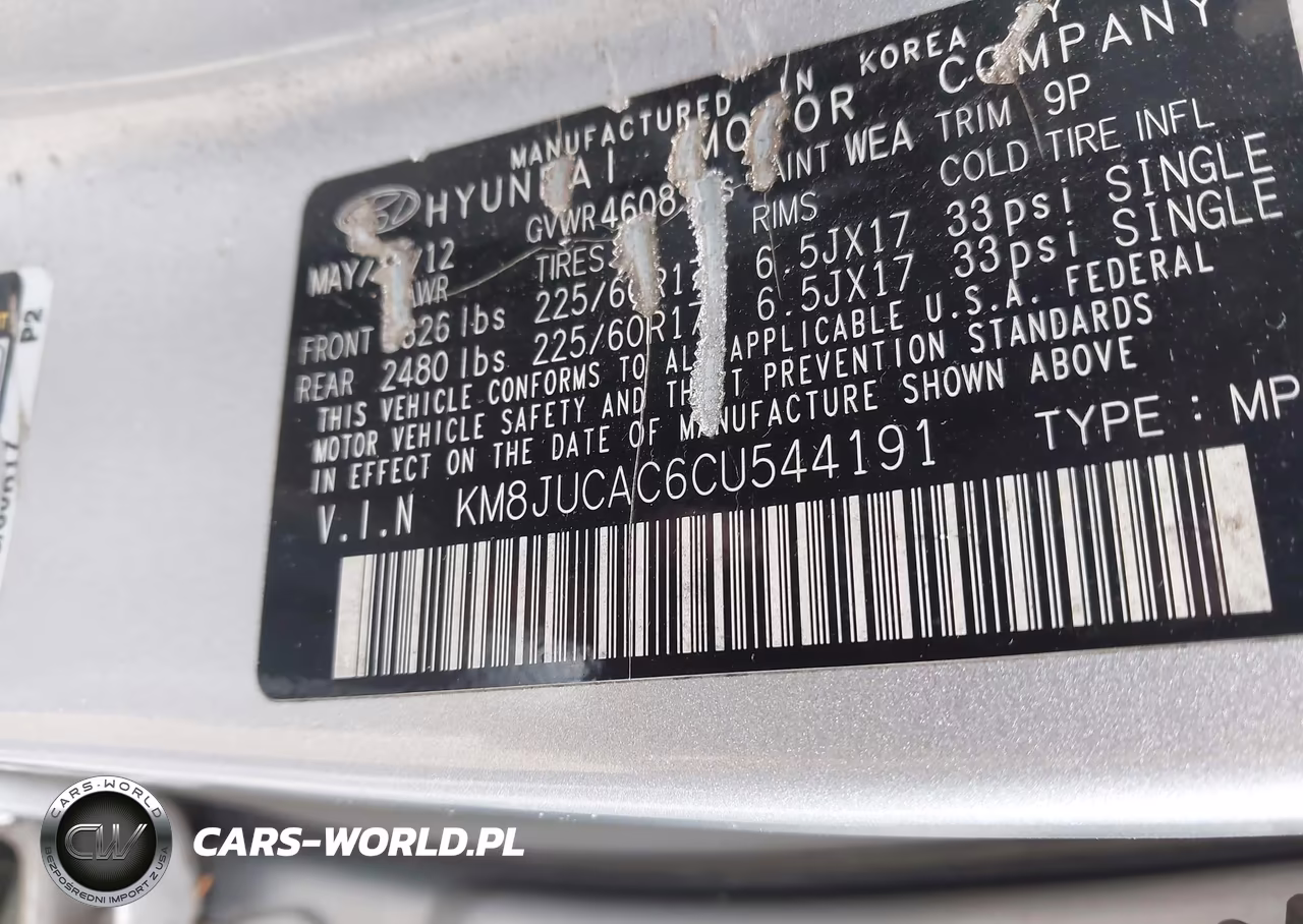 2012 Hyundai Tucson Gls VIN:KM8JUCAC6CU544191 - 9