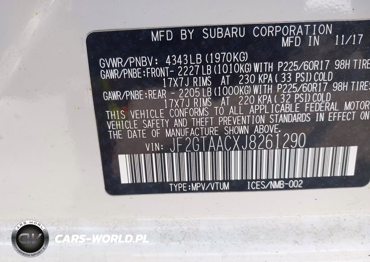 2018 Subaru Crosstrek 2.0I VIN:JF2GTAACXJ8261290 - 9
