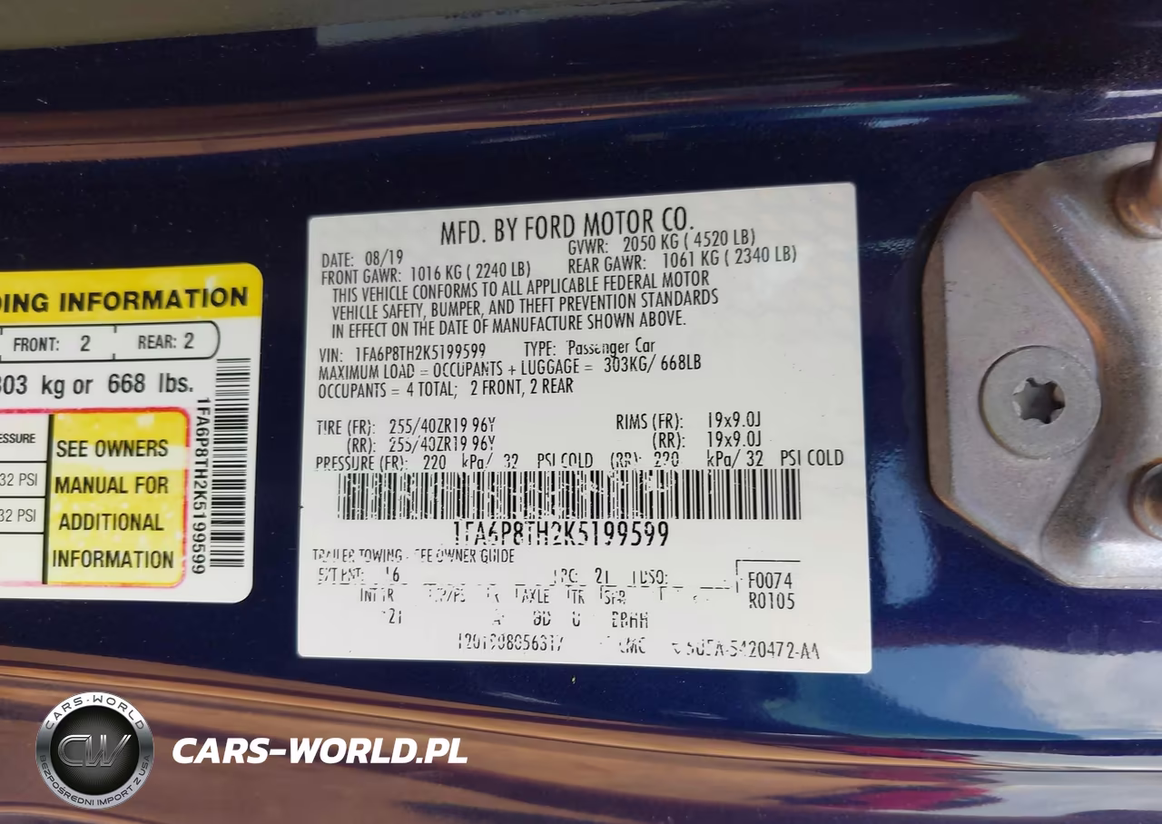 2019 Ford Mustang Ecoboost VIN:1FA6P8TH2K5199599 - 9