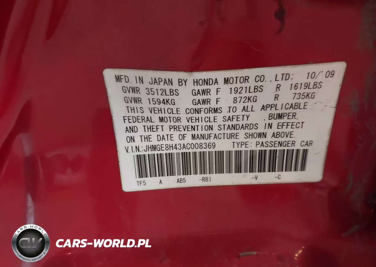 2010 Honda Fit Sport VIN:JHMGE8H43AC008369 - 9