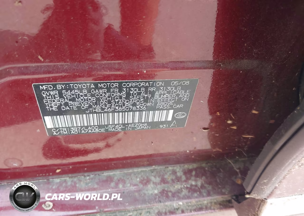 2008 Lexus Ls 460 VIN:JTHBL46F385078336 - 9