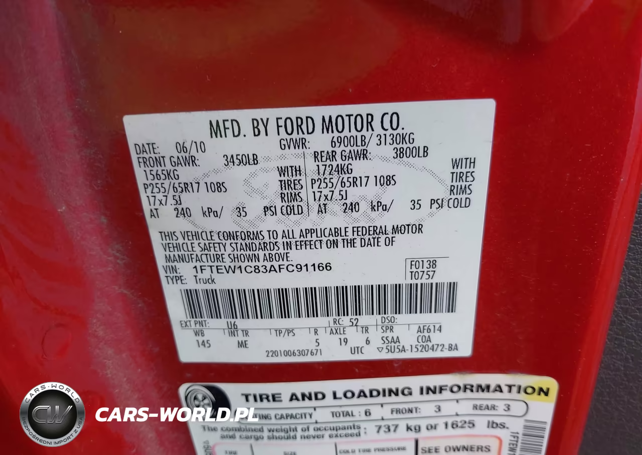 2010 Ford F-150 Fx2 Sport-Xl-Xlt VIN:1FTEW1C83AFC91166 - 9