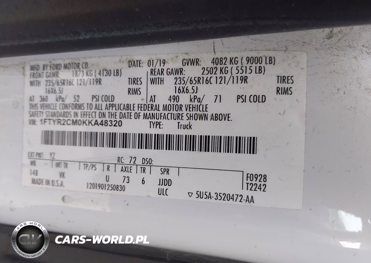 2019 Ford Transit-250 VIN:1FTYR2CM0KKA48320 - 9