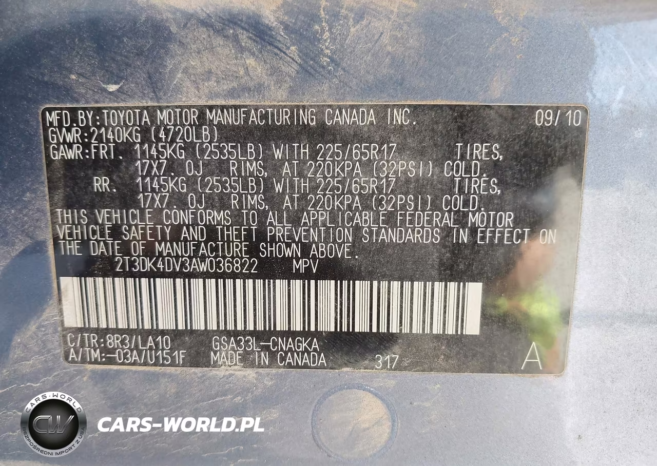 2010 Toyota Rav4 Limited V6 VIN:2T3DK4DV3AW036822 - 9
