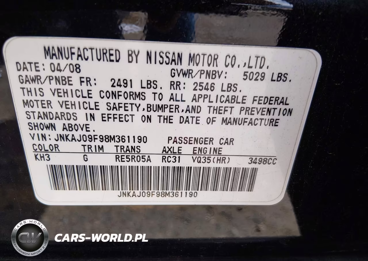 2008 Infiniti Ex35 Journey VIN:JNKAJ09F98M361190 - 9