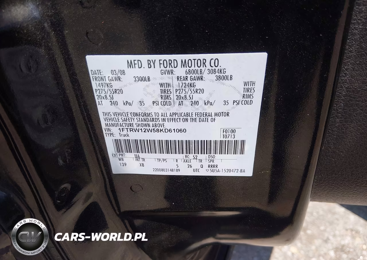 2008 Ford F-150 60Th Anniversary-Fx2-Xl-Xlt VIN:1FTRW12W58KD61060 - 9
