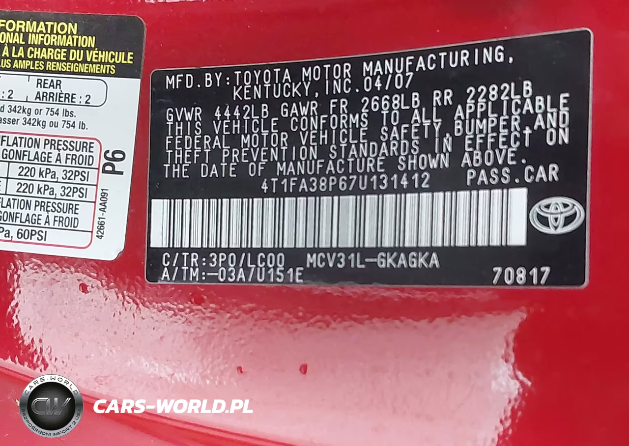 2007 Toyota Camry Solara Sle VIN:4T1FA38P67U131412 - 9