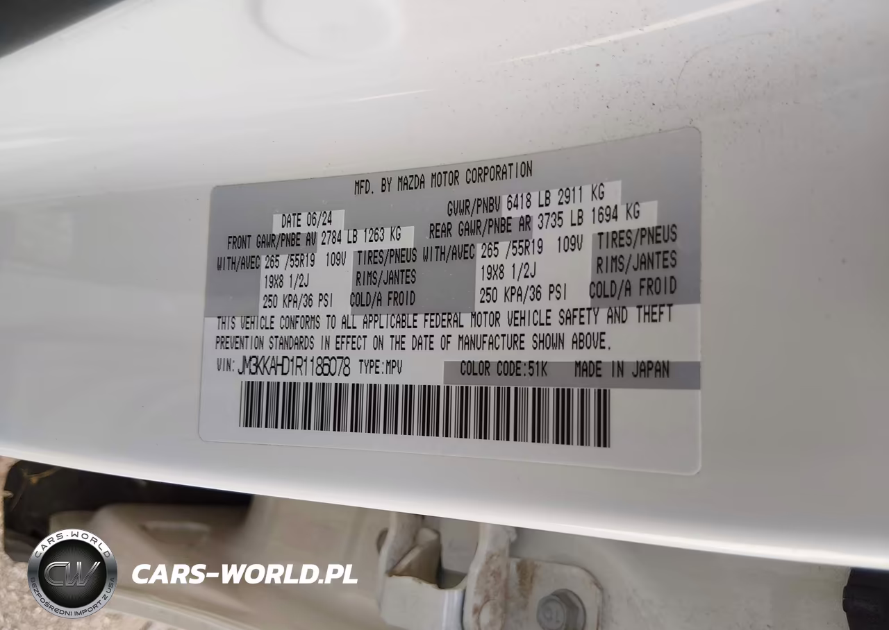 2024 Mazda Cx-90 3.3 Turbo Select VIN:JM3KKAHD1R1186078 - 9