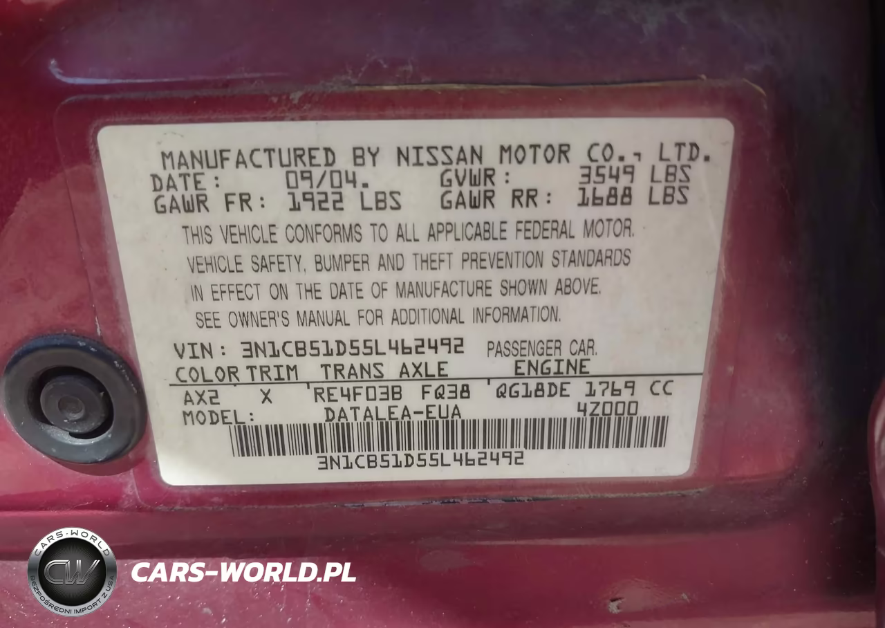 2005 Nissan Sentra 1.8S VIN:3N1CB51D55L462492 - 9