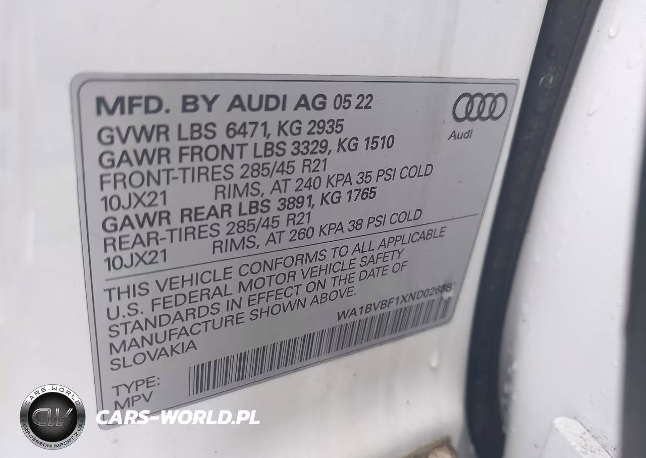 2022 Audi Q8 Premium Plus 55 Tfsi Quattro Tiptronic VIN:WA1BVBF1XND026881 - 9
