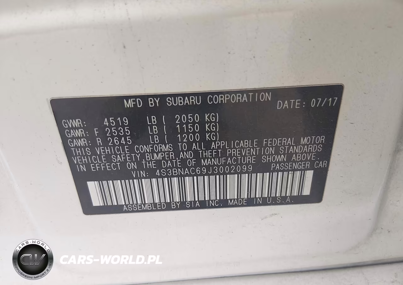 2018 Subaru Legacy 2.5I Premium VIN:4S3BNAC69J3002099 - 9