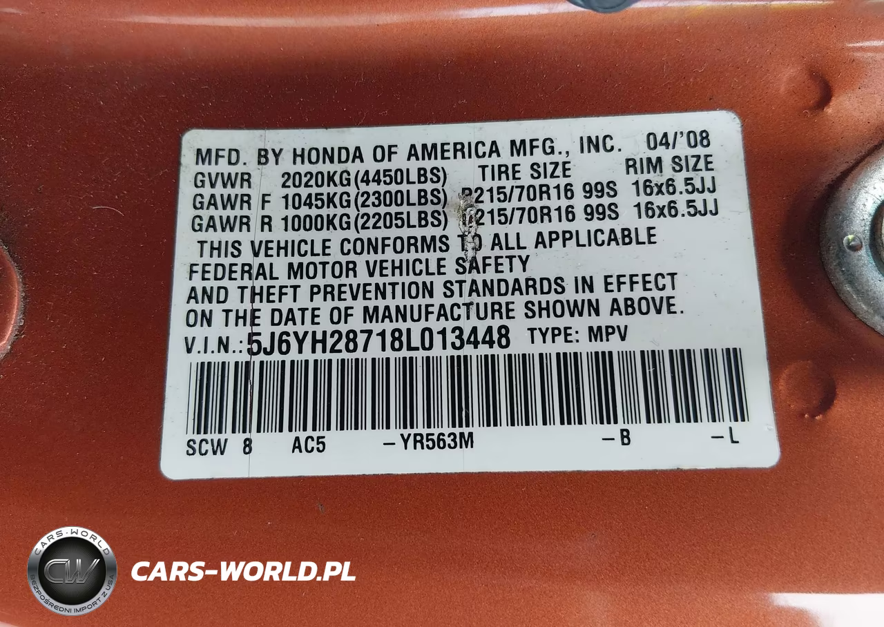 2008 Honda Element Ex VIN:5J6YH28718L013448 - 9