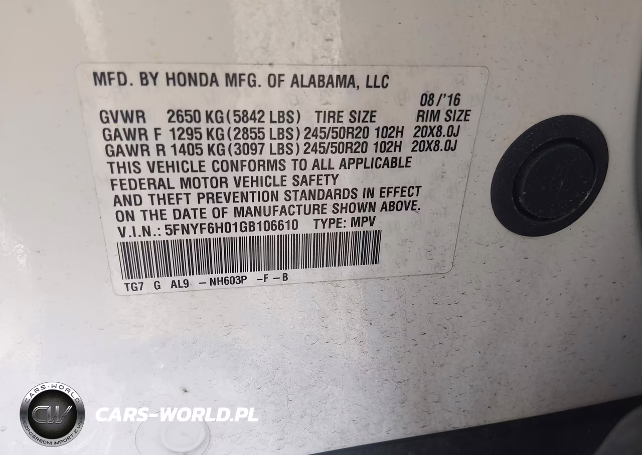 2016 Honda Pilot Elite VIN:5FNYF6H01GB106610 - 9