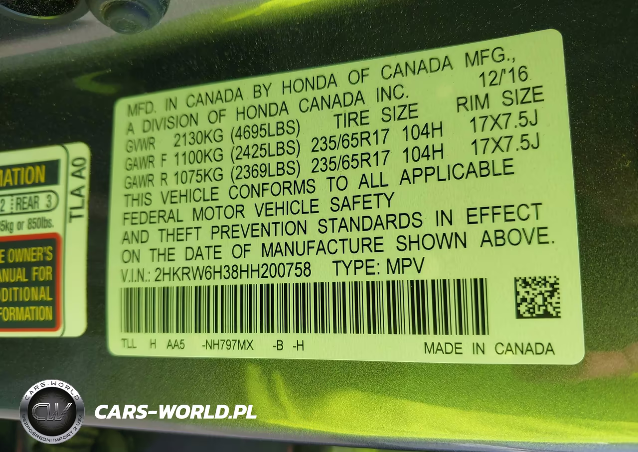 2017 Honda Cr-V Lx VIN:2HKRW6H38HH200758 - 9