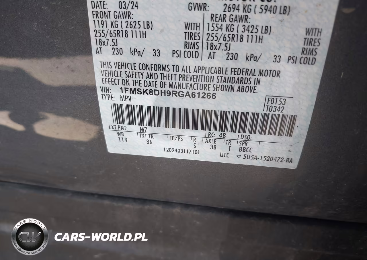 2024 Ford Explorer Xlt VIN:1FMSK8DH9RGA61266 - 9