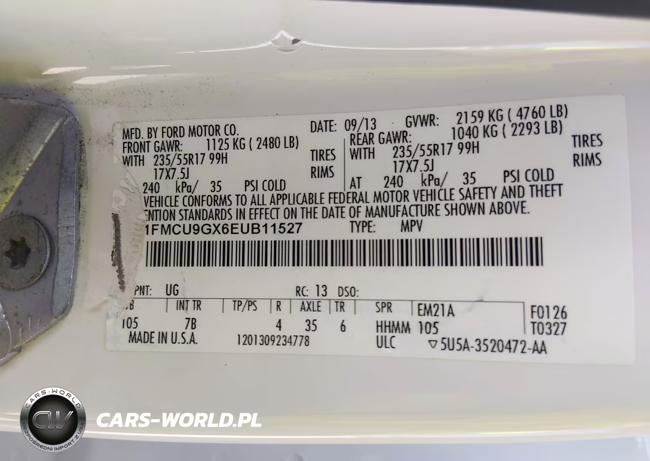 2014 Ford Escape Se VIN:1FMCU9GX6EUB11527 - 9