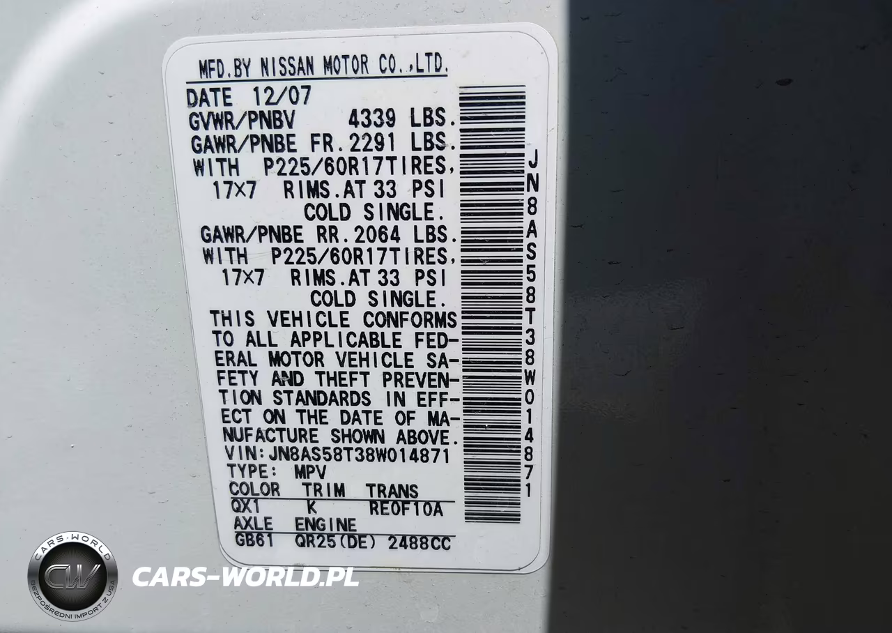 2008 Nissan Rogue Sl VIN:JN8AS58T38W014871 - 9