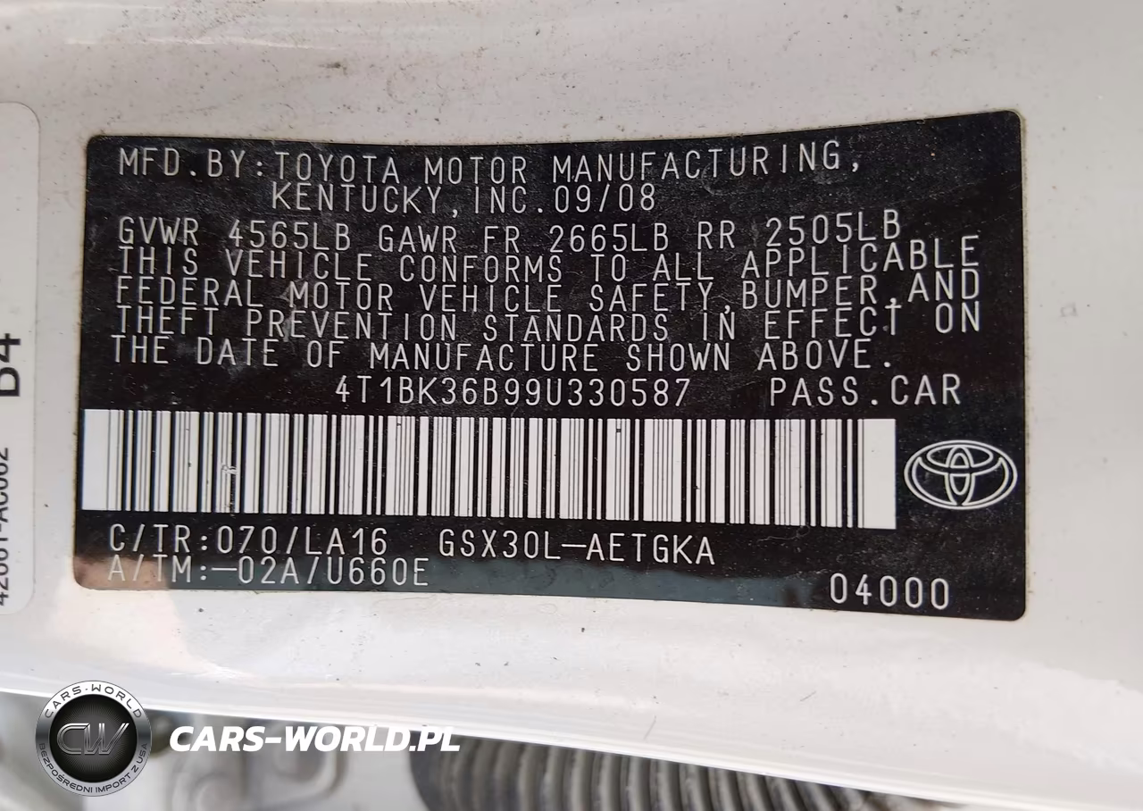 2009 Toyota Avalon Xls VIN:4T1BK36B99U330587 - 9