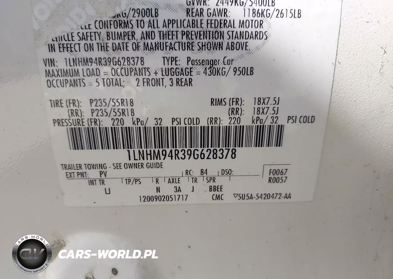 2009 Lincoln Mks VIN:1LNHM94R39G628378 - 9