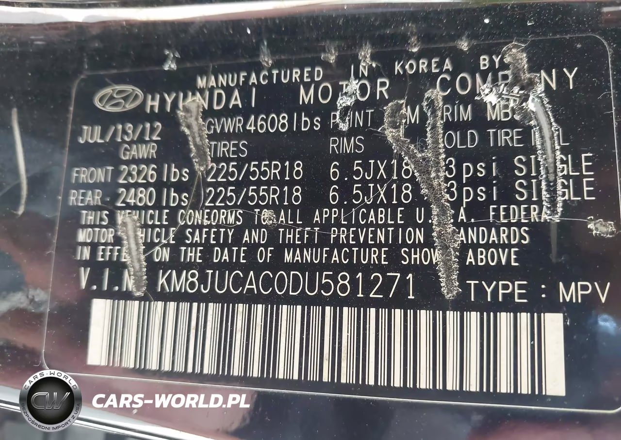 2013 Hyundai Tucson Limited VIN:KM8JUCAC0DU581271 - 9