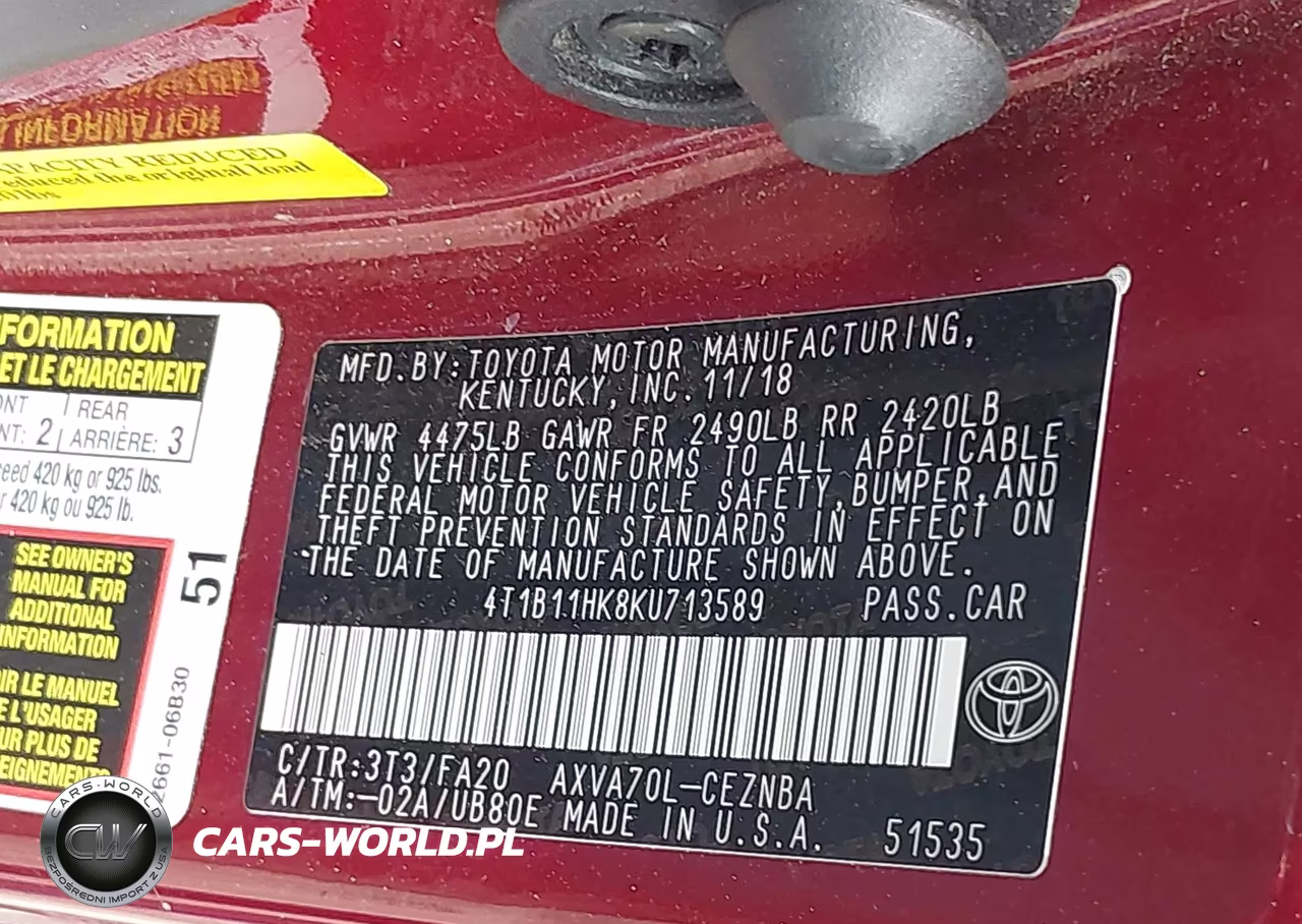 2019 Toyota Camry Le VIN:4T1B11HK8KU713589 - 9