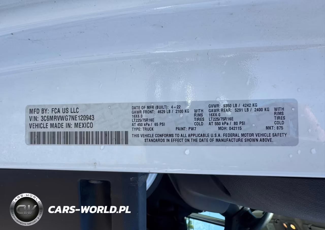 2022 Ram Promaster 3500 3500 Standard VIN:3C6MRVWG7NE120943 - 8