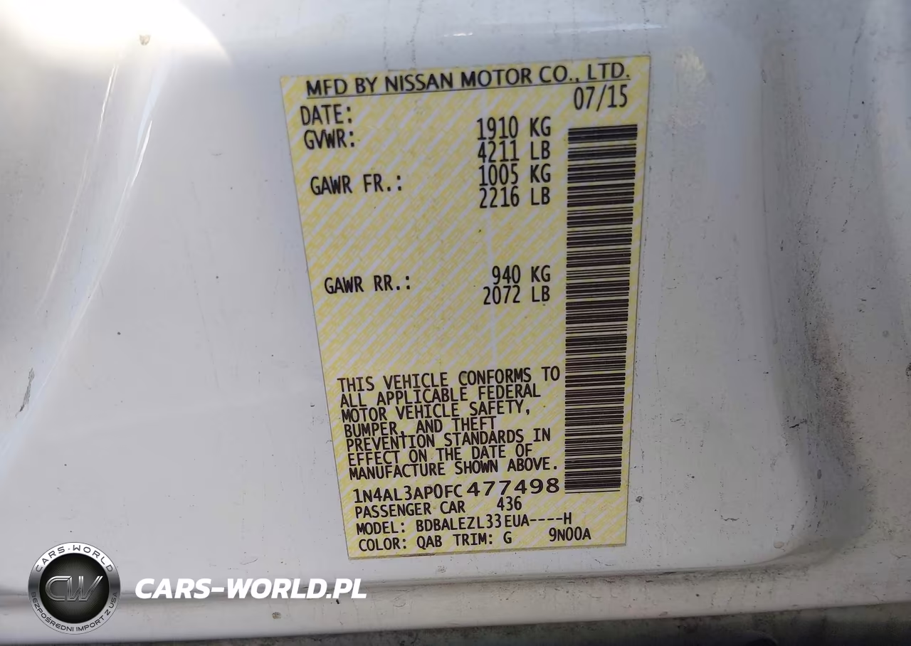 2015 Nissan Altima 2.5 S VIN:1N4AL3AP0FC477498 - 9