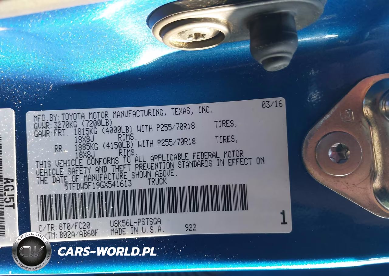 2016 Toyota Tundra Sr5 5.7L V8 VIN:5TFDW5F19GX541613 - 9