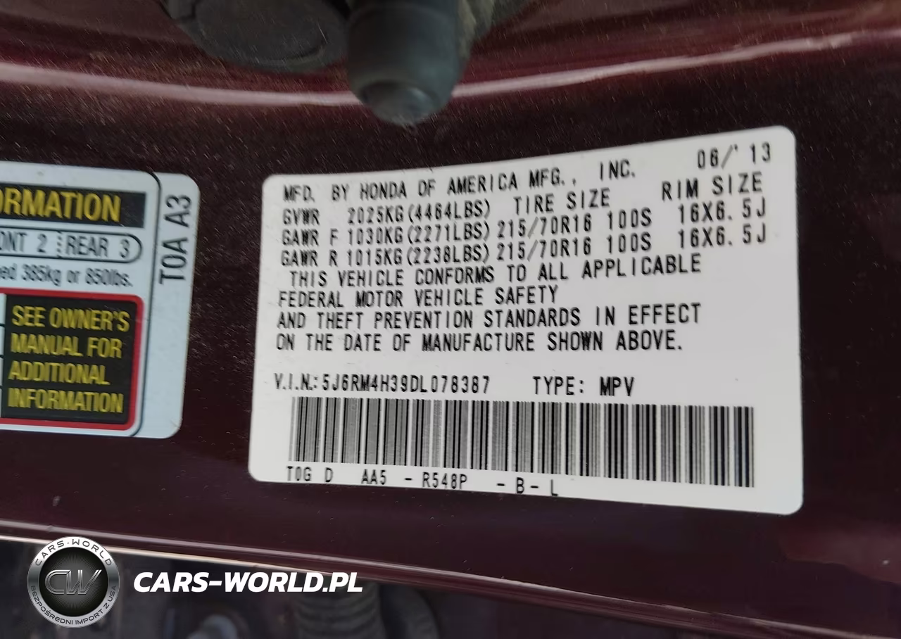 2013 Honda Cr-V Lx VIN:5J6RM4H39DL078387 - 9