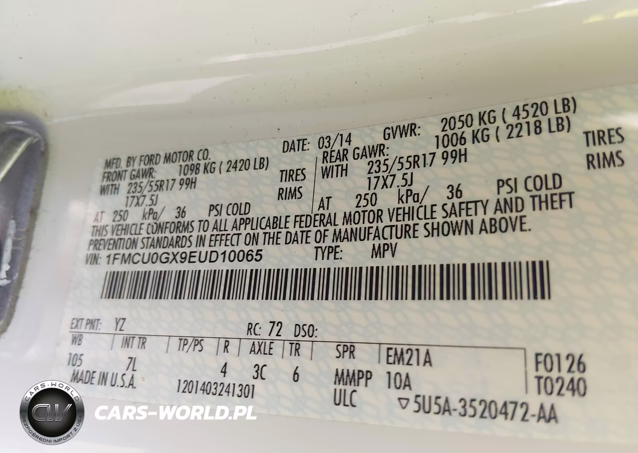 2014 Ford Escape Se VIN:1FMCU0GX9EUD10065 - 9
