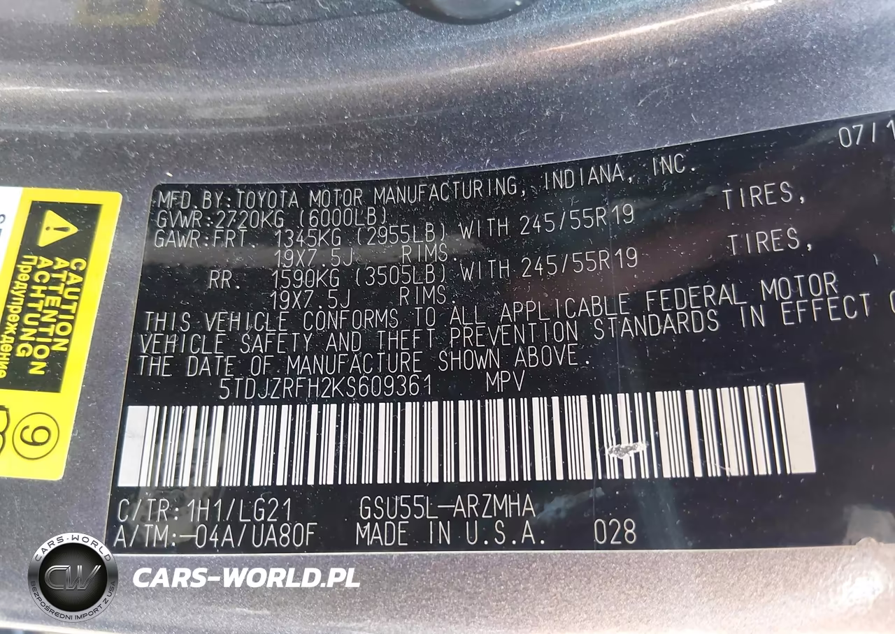 2019 Toyota Highlander Se VIN:5TDJZRFH2KS609361 - 9
