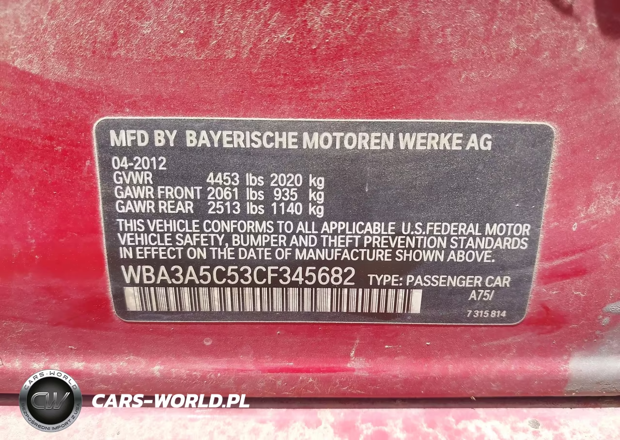 2012 BMW 328I VIN:WBA3A5C53CF345682 - 9