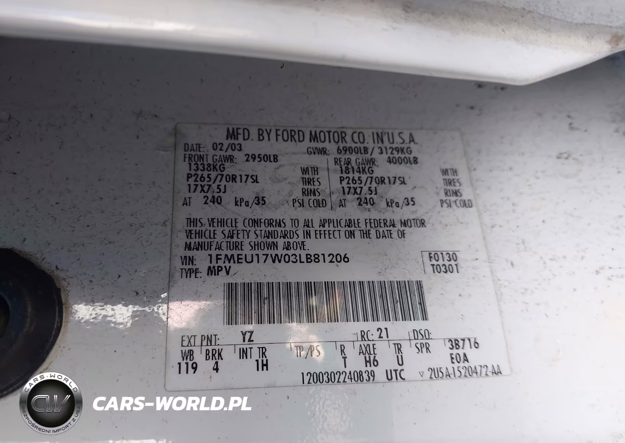 2003 Ford Expedition Eddie Bauer VIN:1FMEU17W03LB81206 - 9