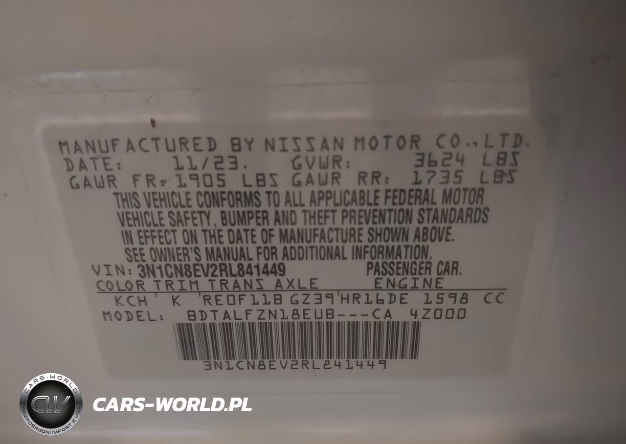 2024 Nissan Versa 1.6 Sv VIN:3N1CN8EV2RL841449 - 9