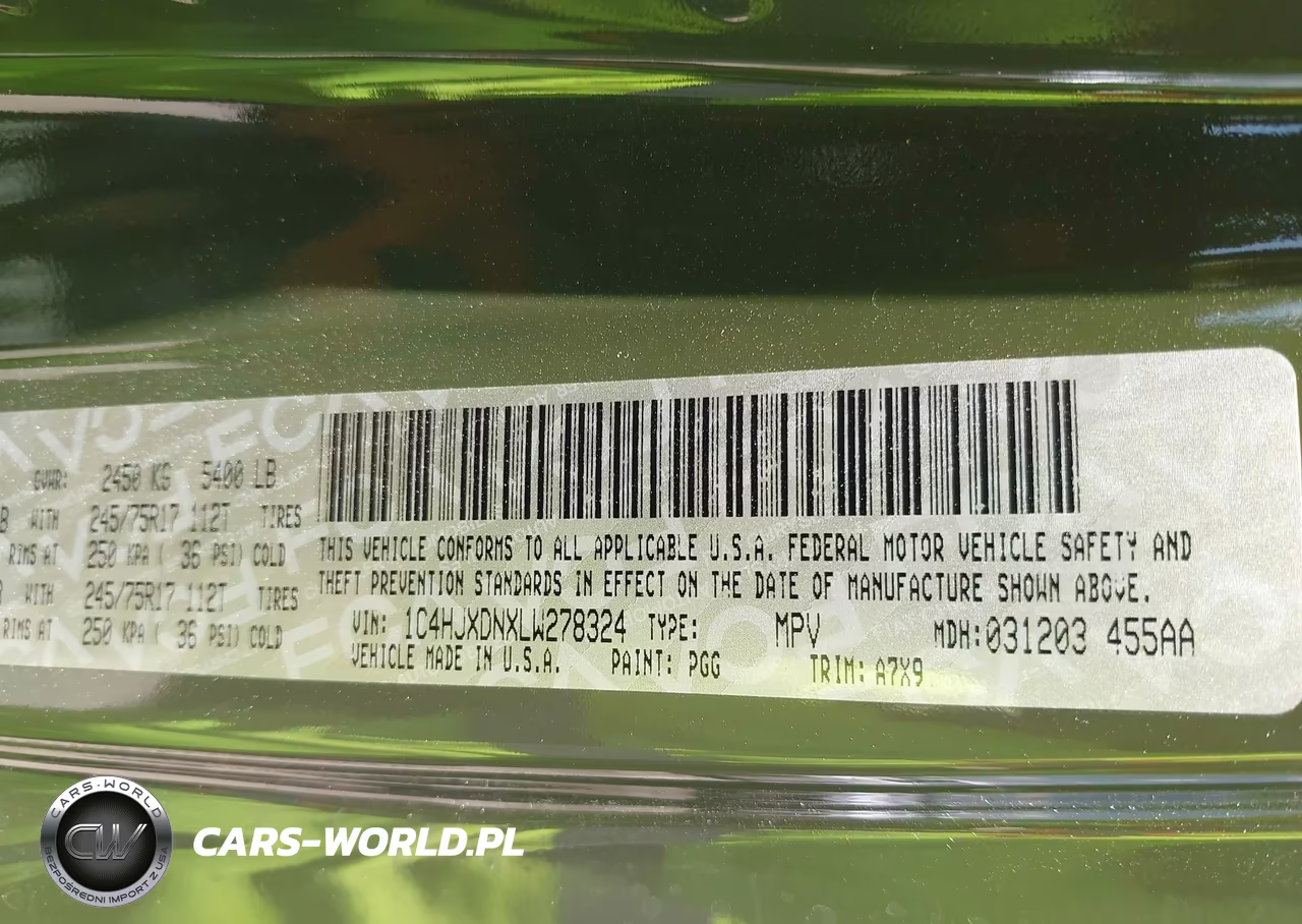 2020 Jeep Wrangler Unlimited Sport S 4X4 VIN:1C4HJXDNXLW278324 - 9