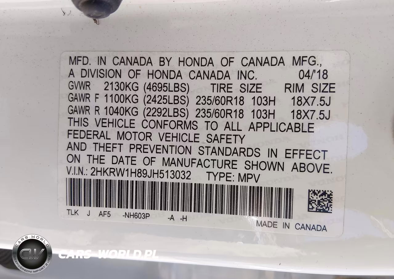 2018 Honda Cr-V VIN:2HKRW1H89JH513032 - 9