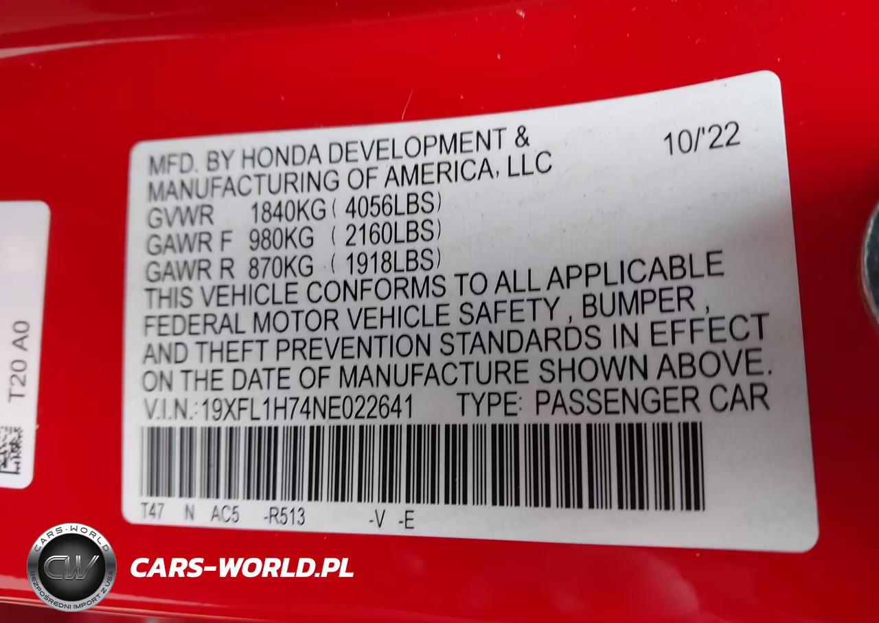 2022 Honda Civic Ex-L VIN:19XFL1H74NE022641 - 9