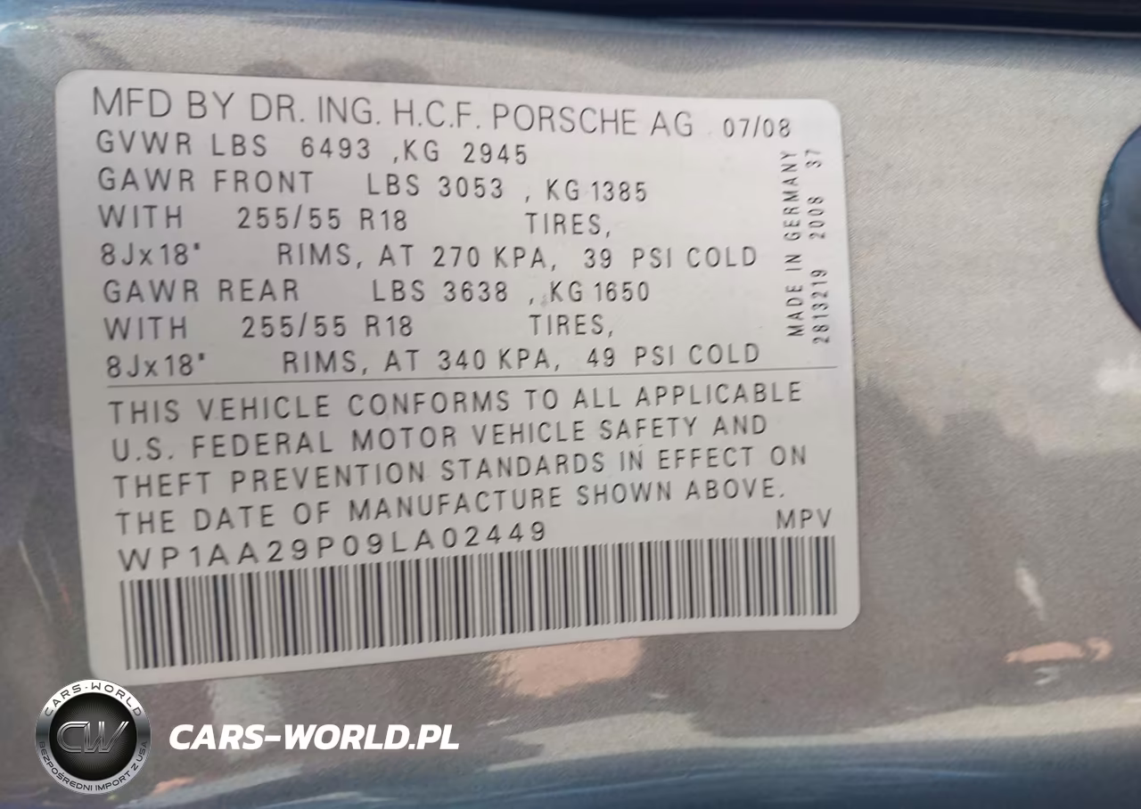 2009 Porsche Cayenne VIN:WP1AA29P09LA02449 - 9