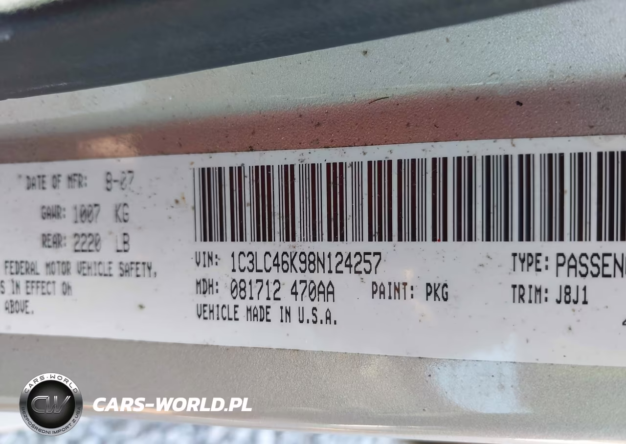 2008 Chrysler Sebring Lx VIN:1C3LC46K98N124257 - 9