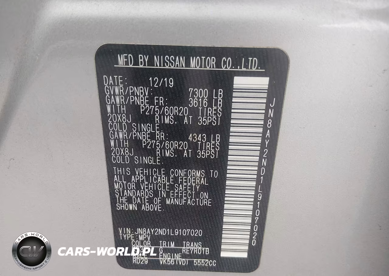 2020 Nissan Armada Sl 2Wd VIN:JN8AY2ND1L9107020 - 9