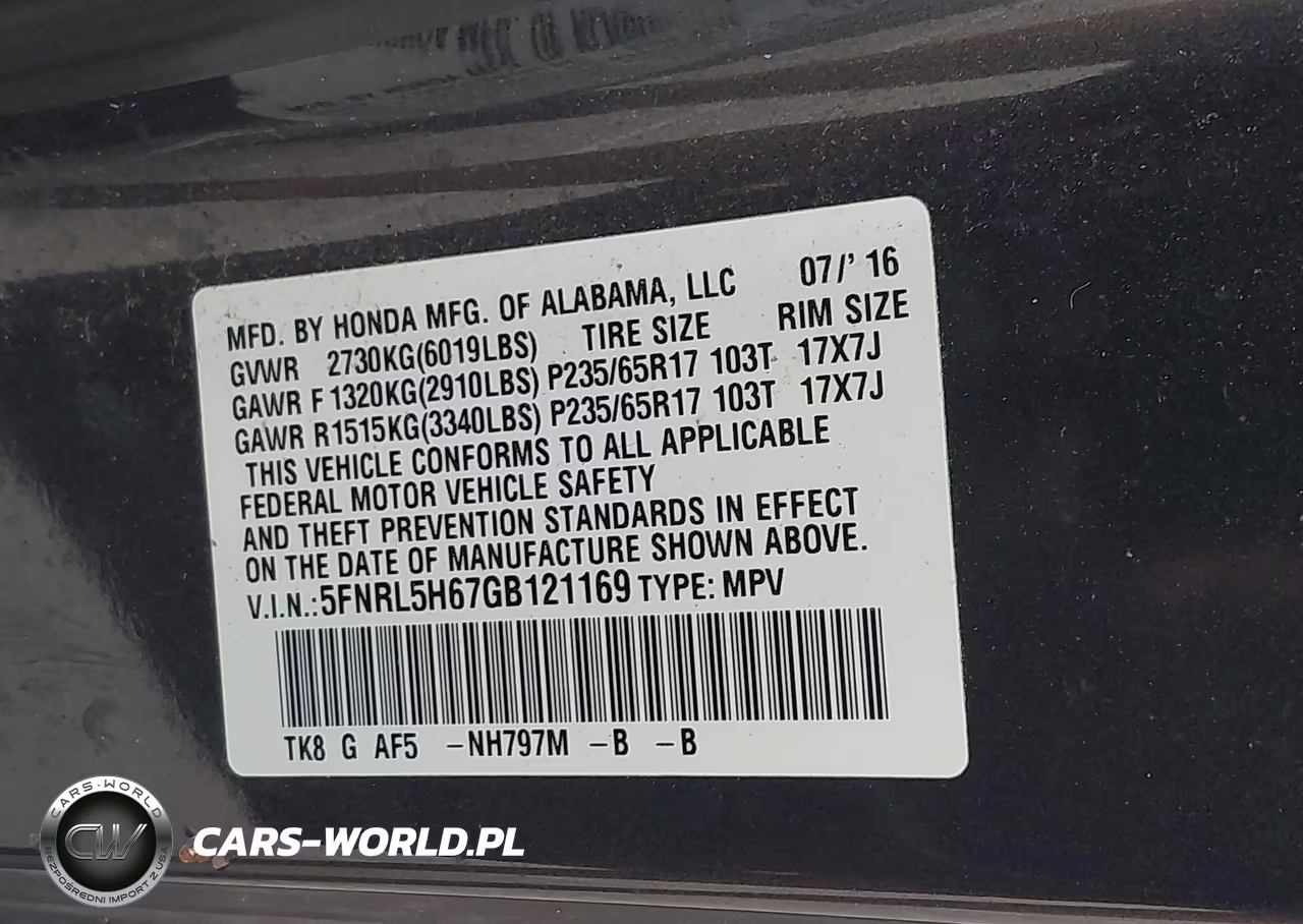 2016 Honda Odyssey Ex-L VIN:5FNRL5H67GB121169 - 9