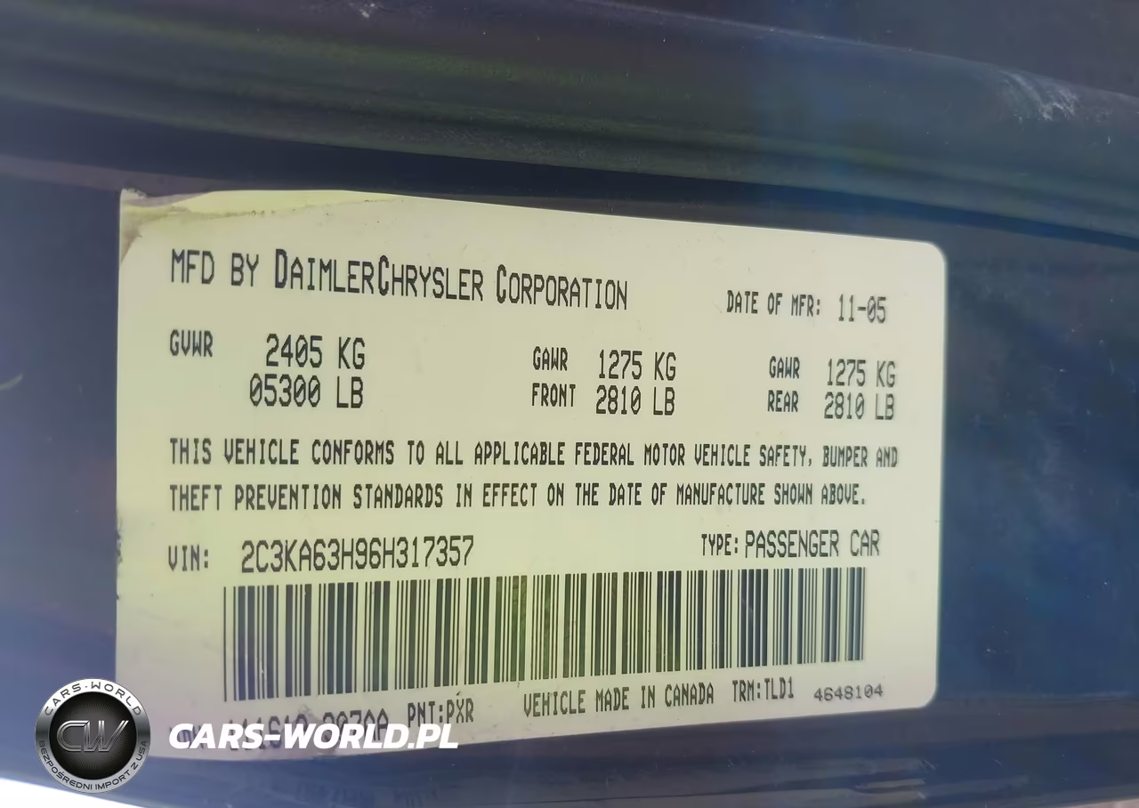 2006 Chrysler 300C VIN:2C3KA63H96H317357 - 9