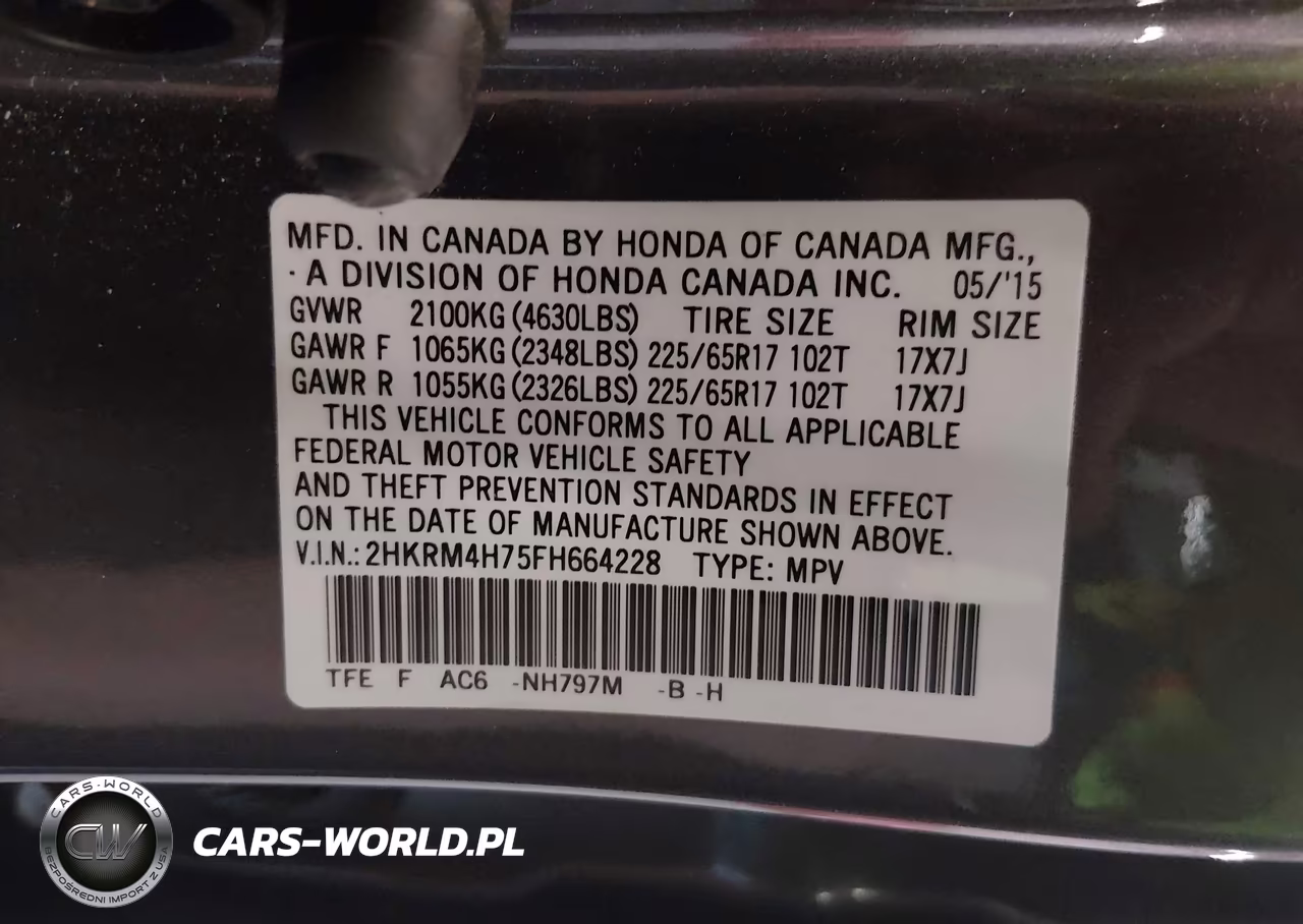 2015 Honda Cr-V Ex-L VIN:2HKRM4H75FH664228 - 9